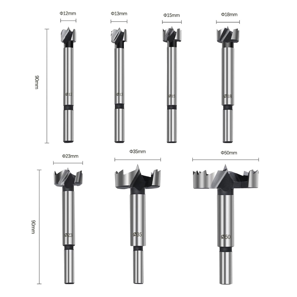6/7/12PCS Forstner Bit Set 12-50mm Wood Hole Cutter | Woodworking Hinge Hole Saw Kit for Wood, Wood Drill Bit Set (12,13,14,18,23,35,50mm)