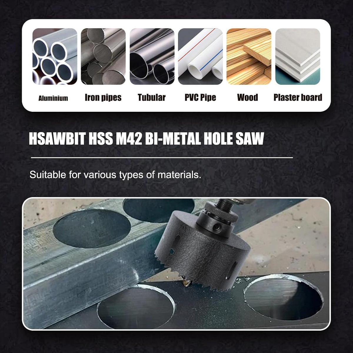 HSS Bi Metal Hole Saw M42 Hole Cutter with Drill Bit Hex Shank | 8% Cobalt BI-metal Wood Cutter Holesaw 38mm Cutting Depth, for Stainless Steel Metal Plastic Timber Drywall