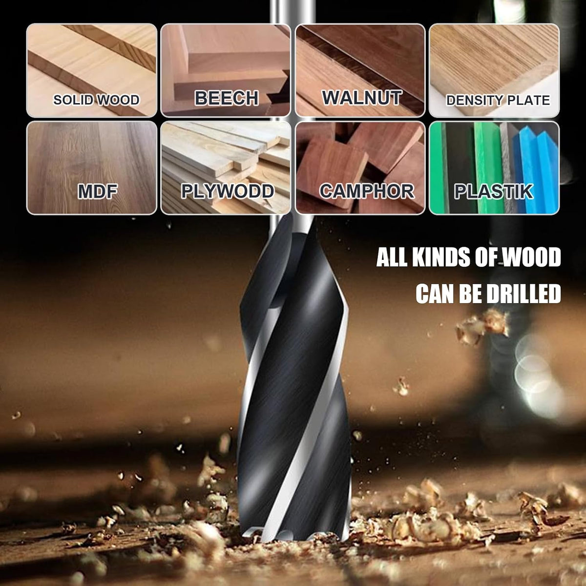 Wood Drill Bits, 1/2/3/8pcs Auger Drill Bit Extra Long | Hex Shank Big Drill Bits Wood Plastic, Drywall Woodworking Large Hole Drill Bit